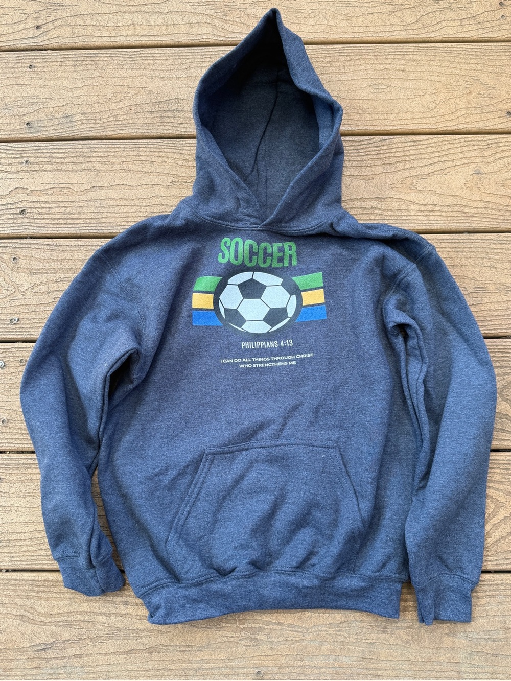 Youth Soccer  Philippians 4:13 Hoodie NEW